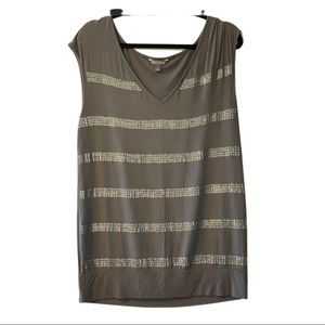 Sleeveless Striped Sequin Shirt